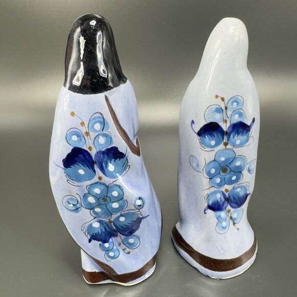 Vintage Mexican Pottery Hand Painted Blue Tonala Nativity Figurine Mary Joseph - Picture 4 of 6